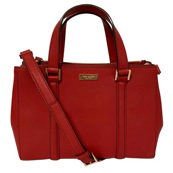 Kate Spade Red Leather Satchel / Crossbody bag Medium SIze - Picture 1 of 12